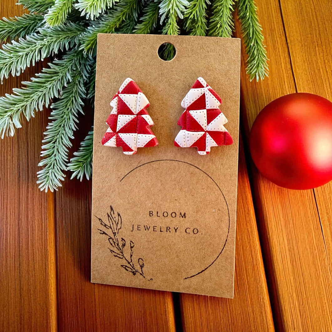 Quilt Christmas Tree studs