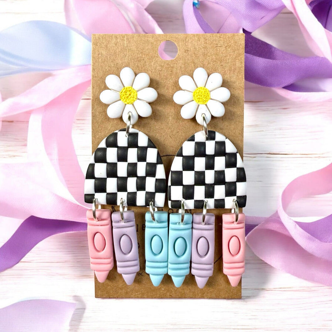 Checkerboard Crayon Dangle